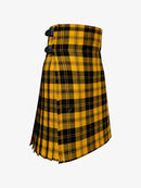 Yellow and black plaid kilt on a white background