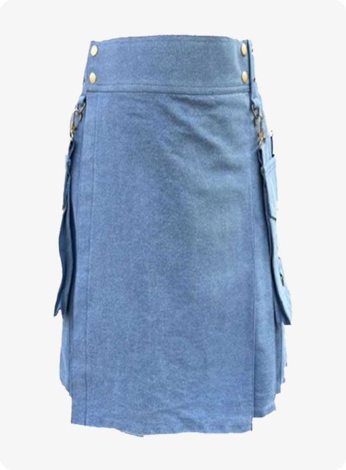 Maßgefertigter Hellblauer Denim Kilt