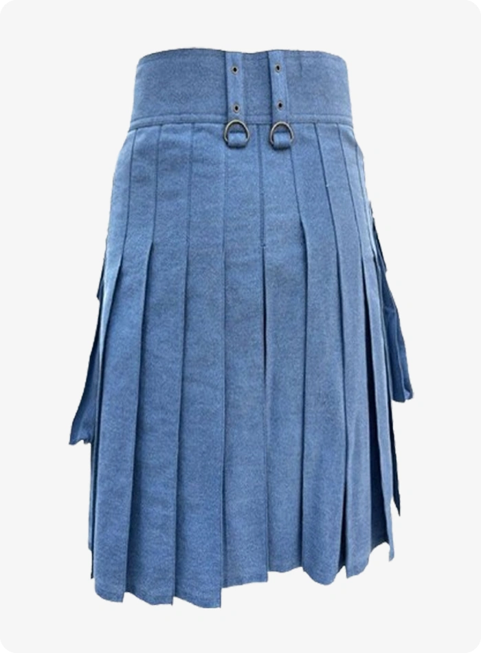 Maßgefertigter Hellblauer Denim Kilt