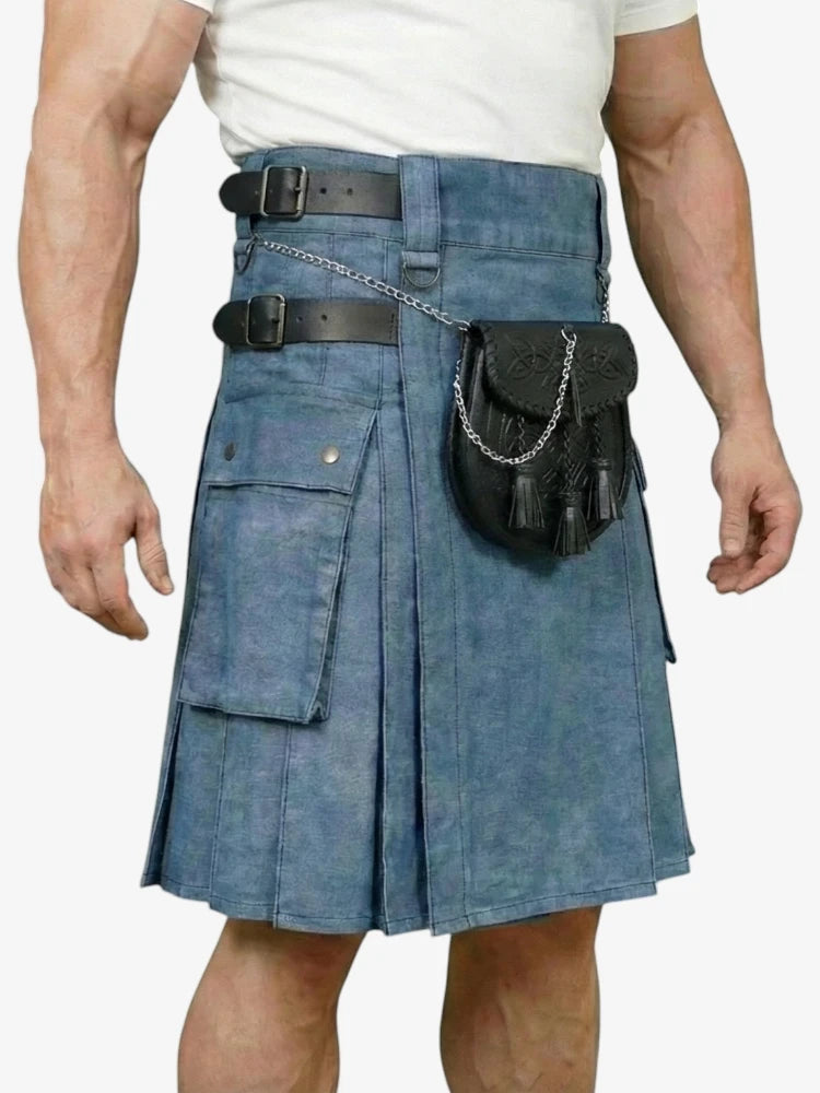 Hellblauer Denim-Kilt