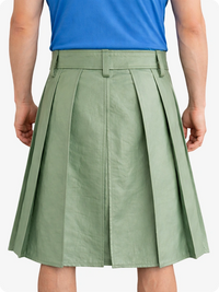 Light Green Genuine Leather Utility Kilt with Studded Waistband