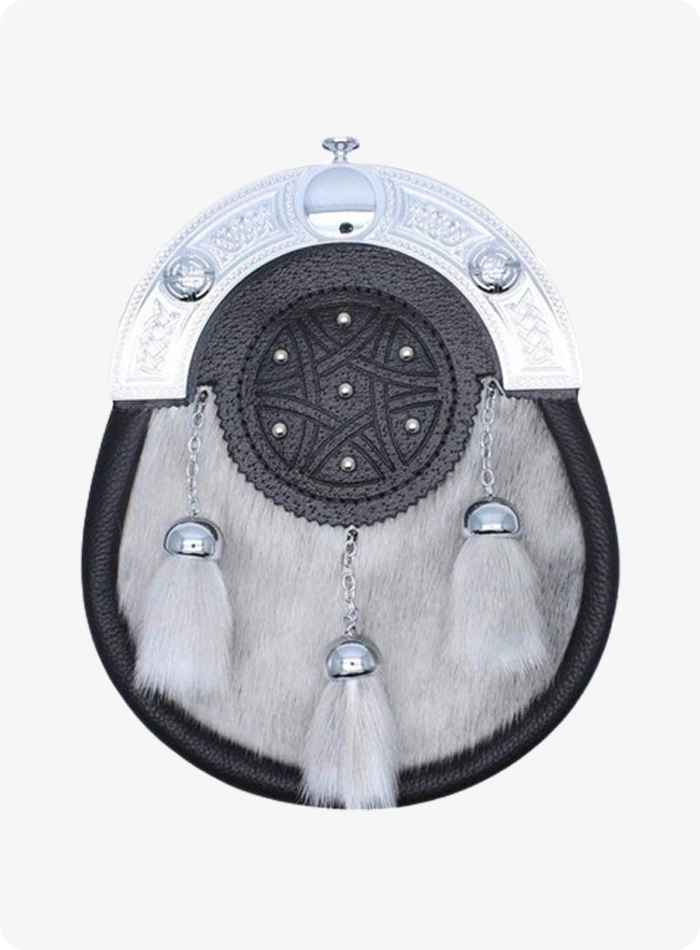 Maßgefertigter hellgrauer Sealskin-Sporran