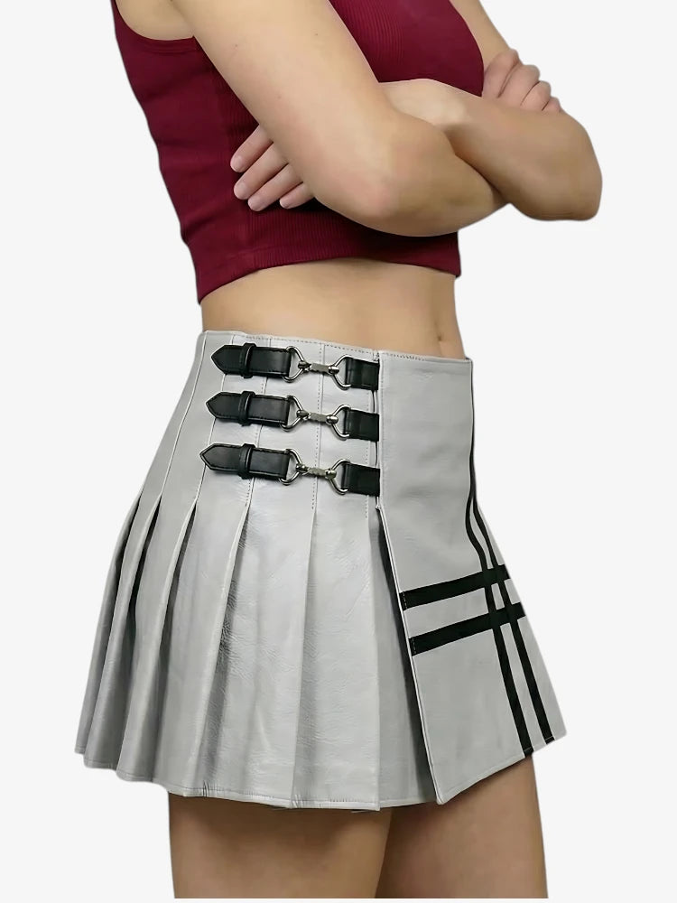 Hellgrauer Damen Leder Utility Kilt