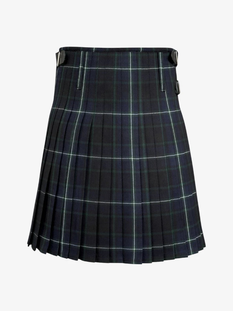 Plaid kilt with a belt on a white background