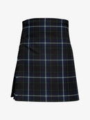 Navy blue plaid kilt on a white background