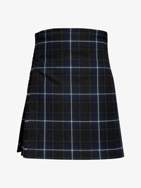 Navy blue plaid kilt on a white background