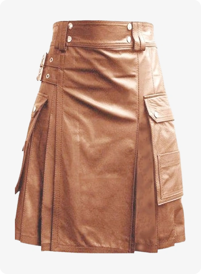 Luxuriöser Stylischer Brauner Leder-Kilt