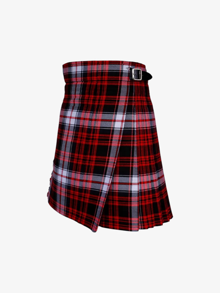 Plaid kilt with a belt on a white background