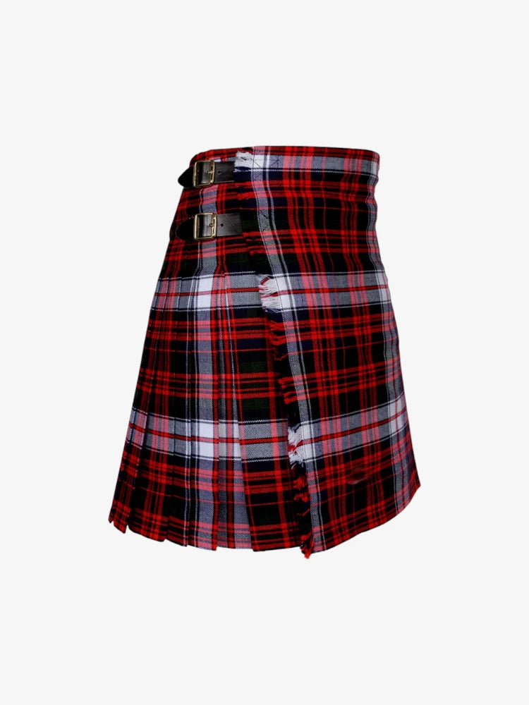 Plaid kilt with a belt on a white background