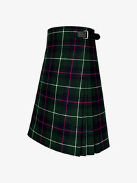 Green plaid kilt with a belt on a white background