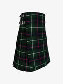 Green plaid kilt with silver buckles on a white background
