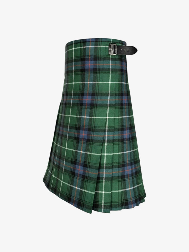 Green plaid kilt on a white background