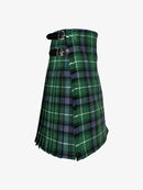 Green plaid kilt with a belt on a white background