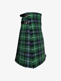 Green plaid kilt with a belt on a white background