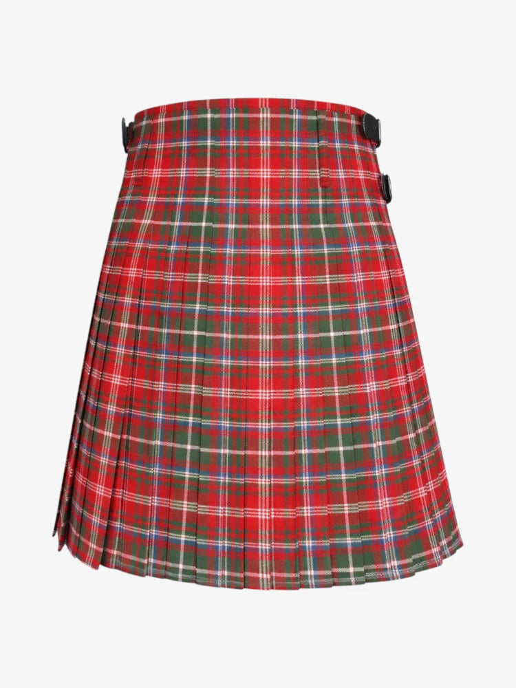 Red and green plaid kilt on a white background
