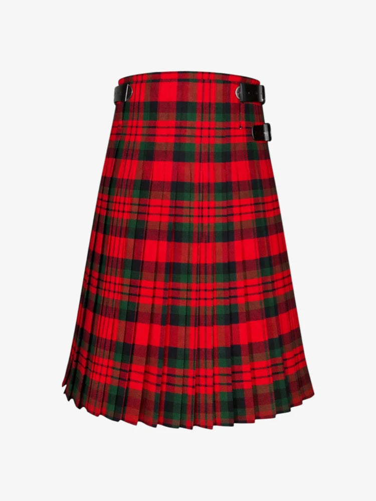 Red and green plaid kilt on a white background