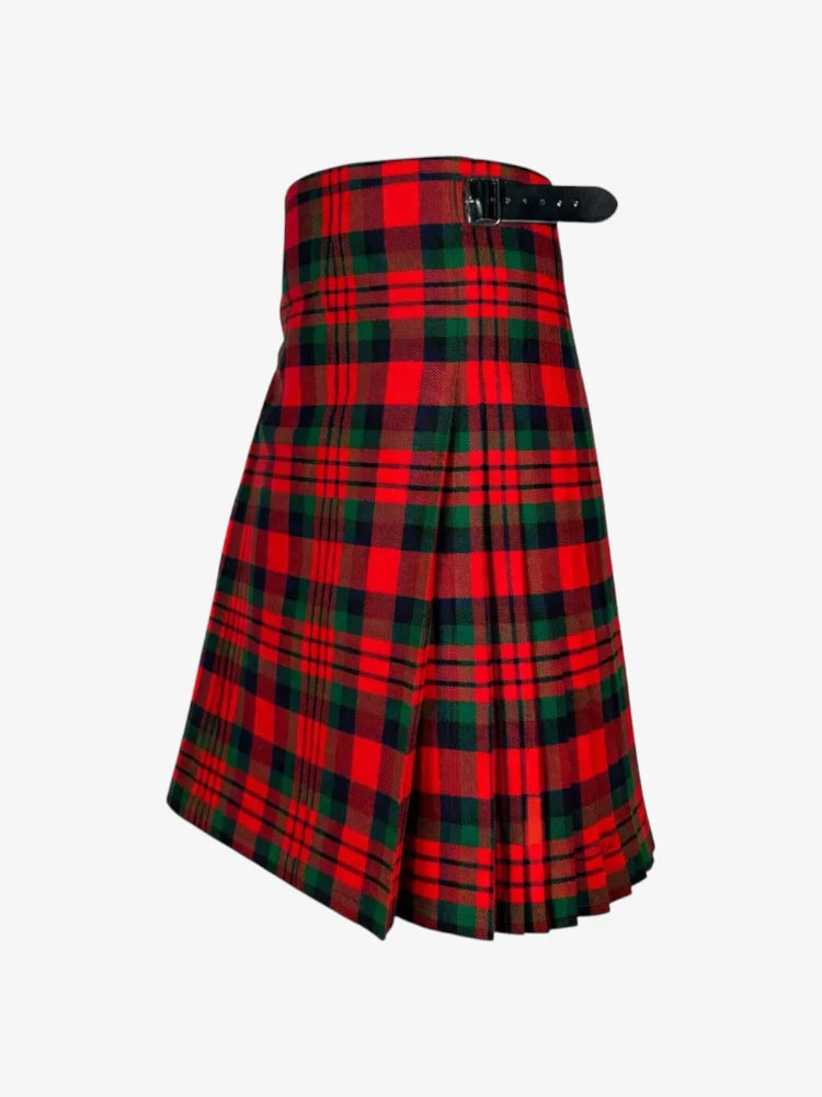 Red and green plaid kilt on a white background