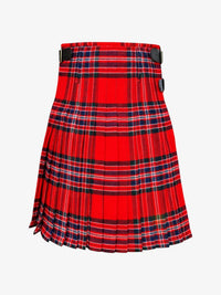 Red and blue plaid kilt on a white background
