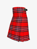 Red plaid kilt with a belt on a white background