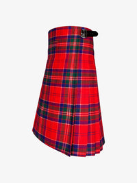 Red and blue plaid kilt on a white background