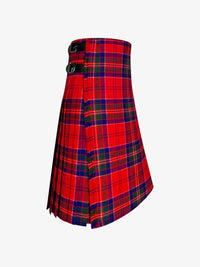 Red and blue plaid kilt on a white background