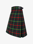 Green plaid kilt with a belt on a white background