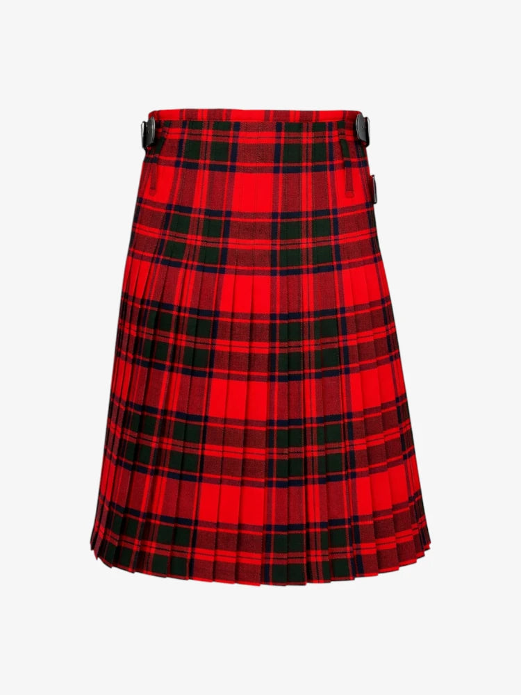 Red and black plaid kilt on a white background