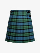 Green and blue plaid kilt on a white background