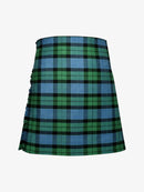 Green and blue plaid kilt on a white background