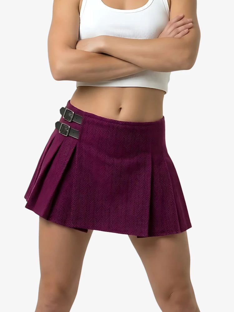 Damen Magenta Tweed Kilt