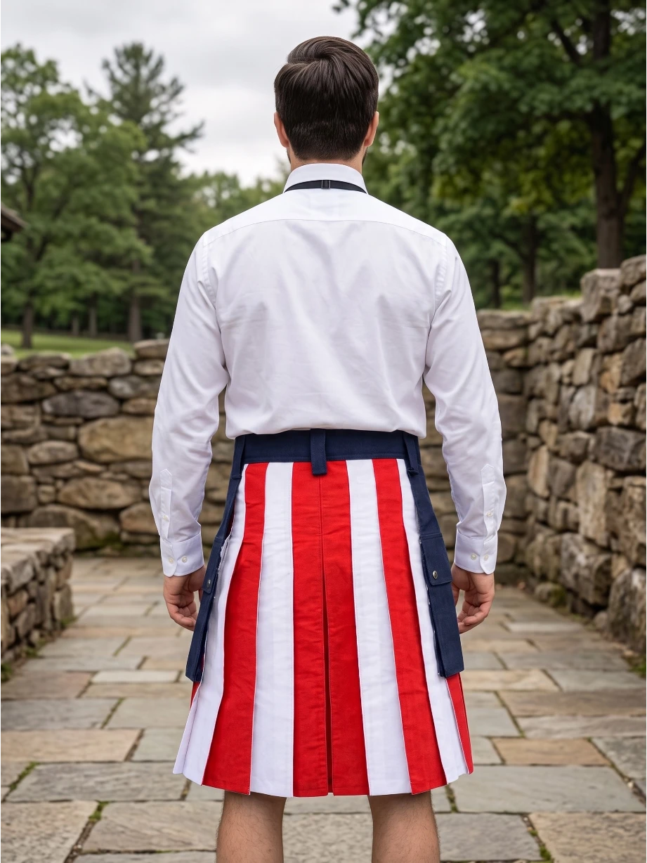 Maßgefertigter US-Flagge Traditioneller Baumwoll Utility Kilt