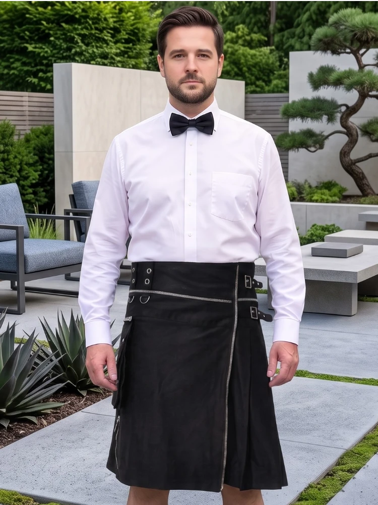 Maßgefertigter Premium Schwarzer Gothic Utility-Kilt