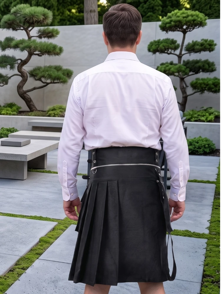 Maßgefertigter Premium Schwarzer Gothic Utility-Kilt