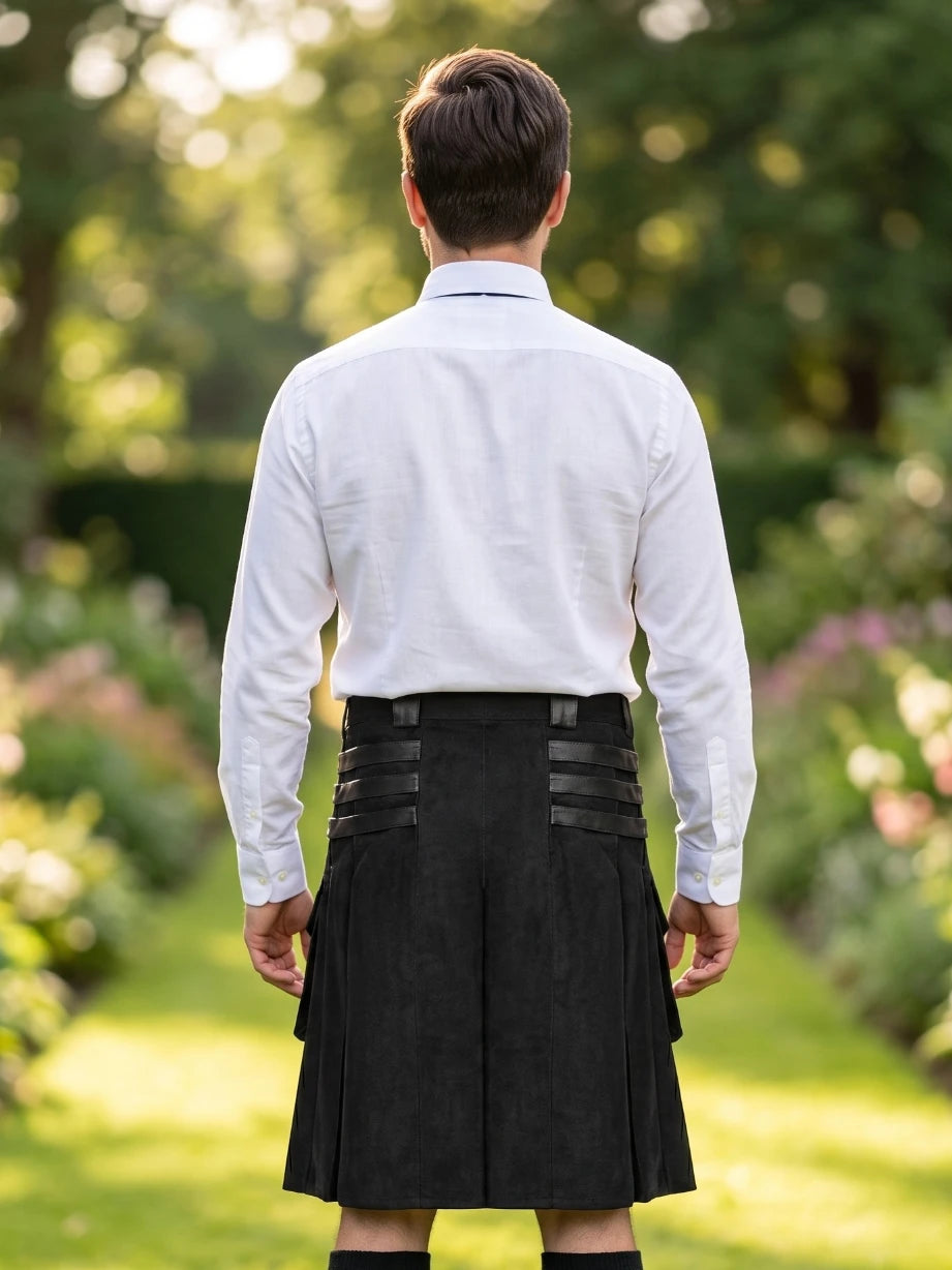 Maßgefertigter schwarzer Gothic Utility-Kilt