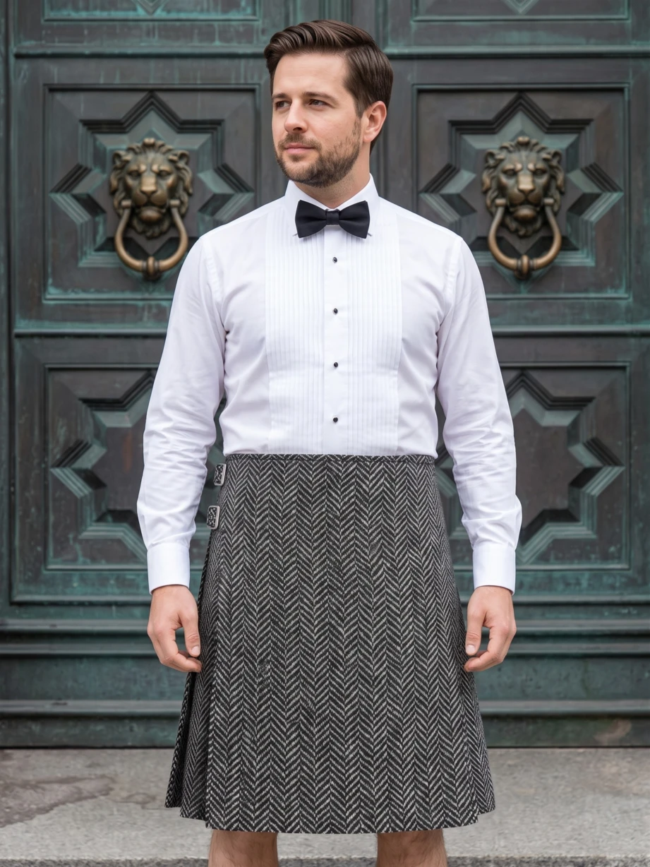 Casual Light Grey Tweed Kilt