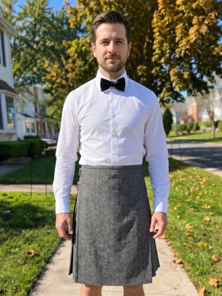 Charcoal Herringbone Tweed Kilt