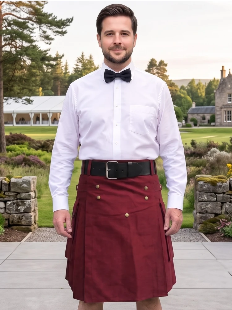 Maßgefertigter klassischer Burgunder Utility-Kilt