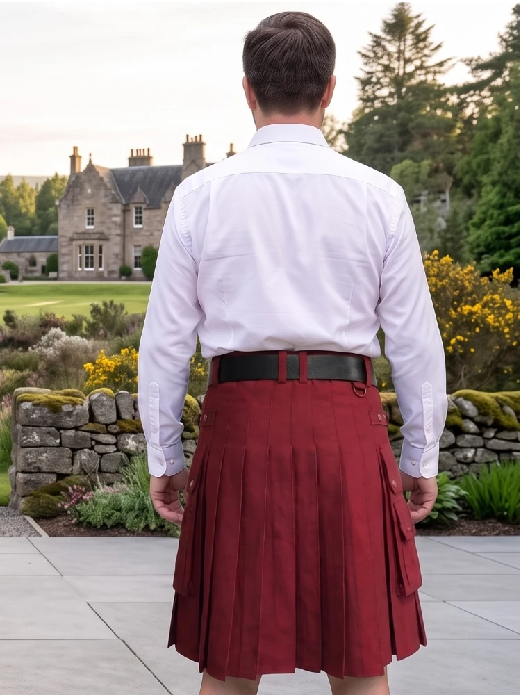 Maßgefertigter klassischer Burgunder Utility-Kilt