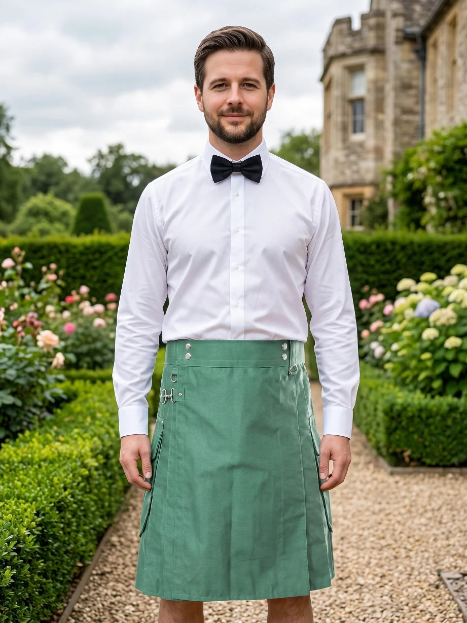 Maßgefertigter grüner Utility-Kilt