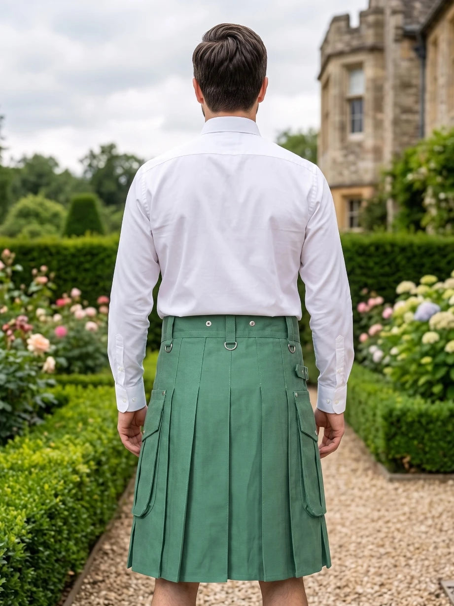 Maßgefertigter grüner Utility-Kilt