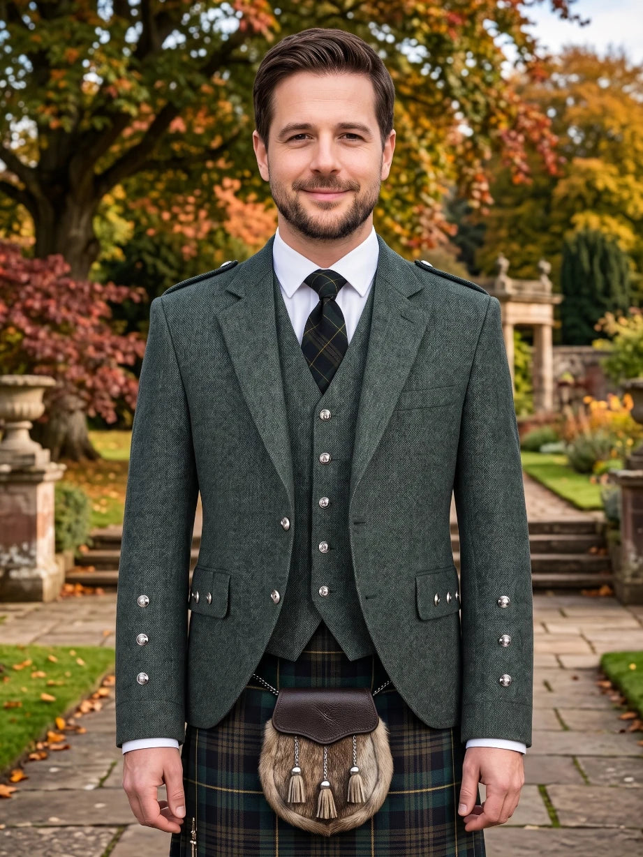 Argyle Jackett aus Tweed in Dunklem Teal oder Blau-Grün