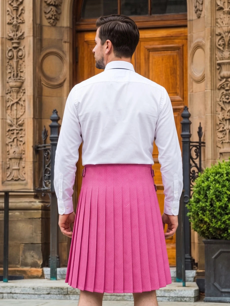 Pink Tweed Herringbone Kilt