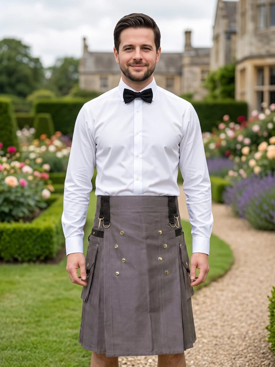 Maßgefertigter schottischer grauer Utility-Kilt