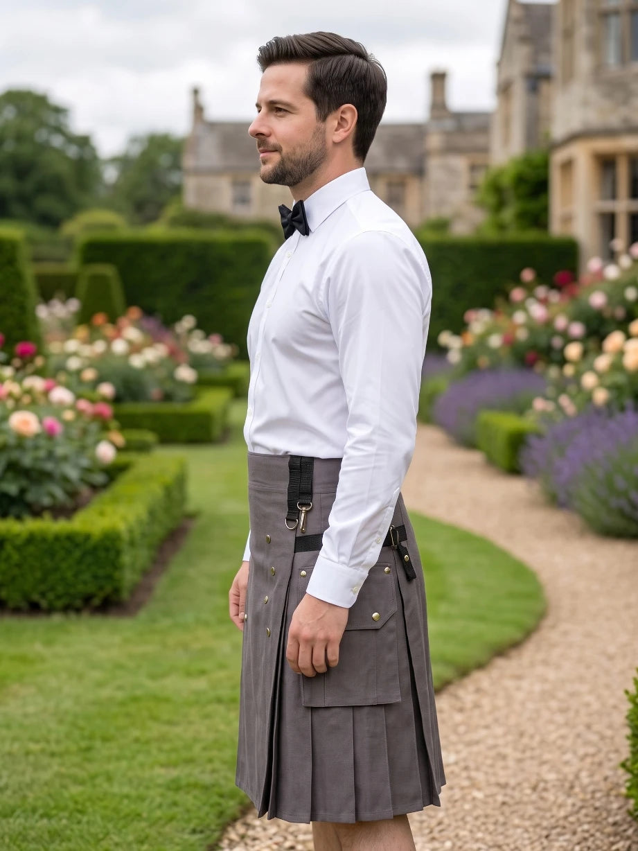 Maßgefertigter schottischer grauer Utility-Kilt