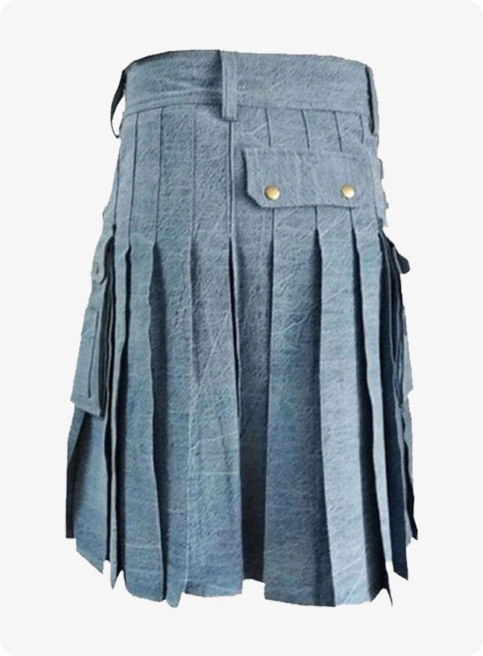 Maßgefertigter Herren Himmelblauer Denim Kilt