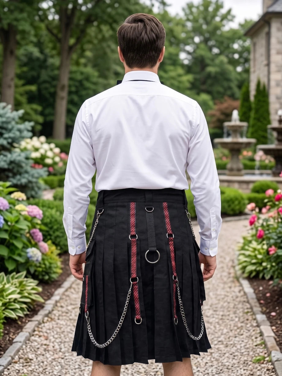 Maßgefertigter stylischer schwarzer Utility-Kilt