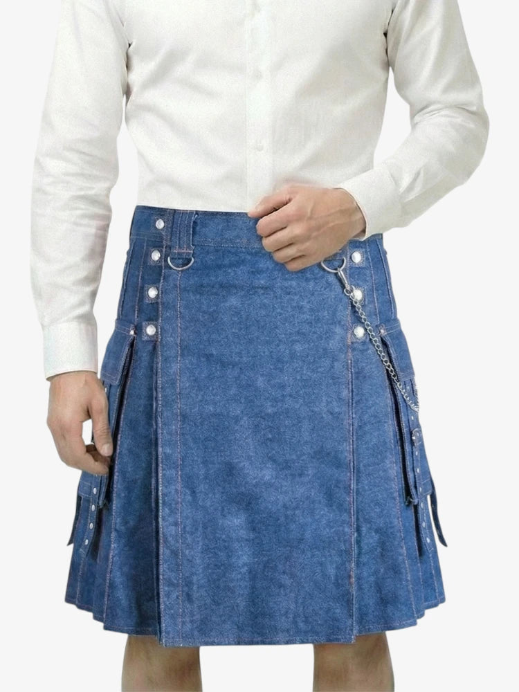 Moderner blauer Denim-Kilt