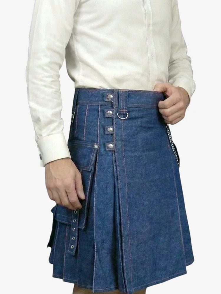 Moderner blauer Denim-Kilt
