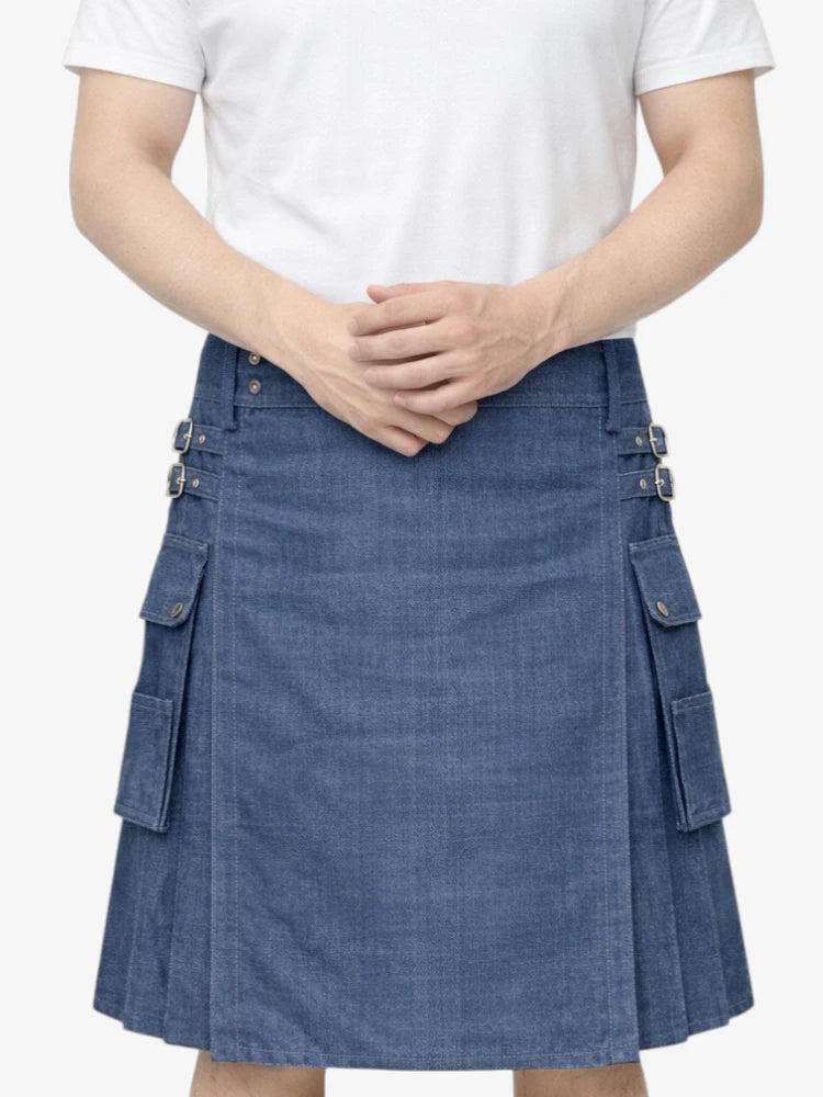 Moderner marineblauer Denim-Kilt