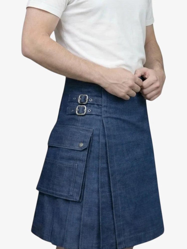 Moderner marineblauer Denim-Kilt